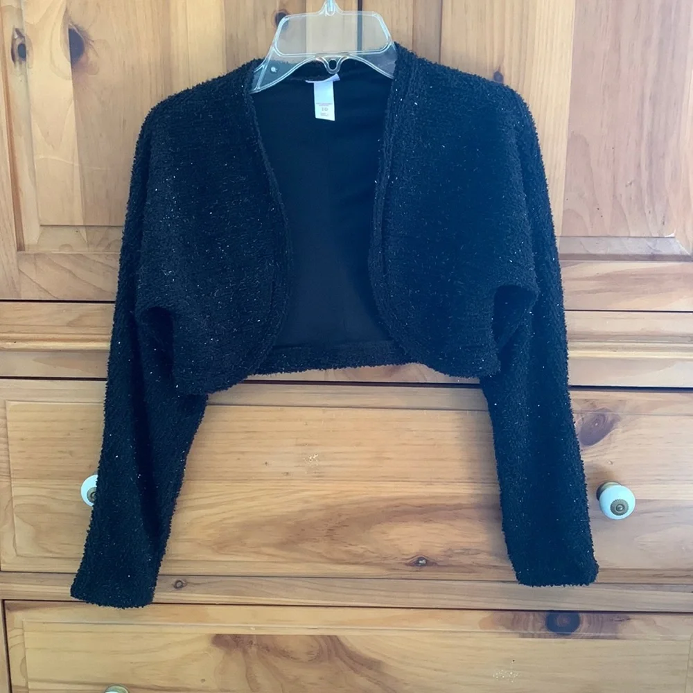 EUC Justice Black Glitter Stole • Girls Size 10